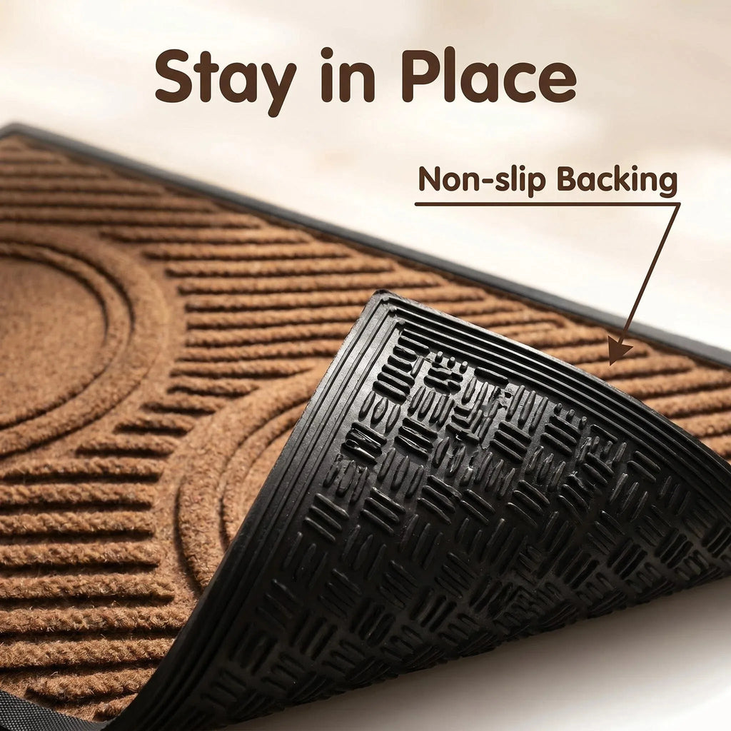 Non-slip rubber backing keeps mat firmly in place