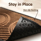 Non-slip rubber backing keeps mat firmly in place
