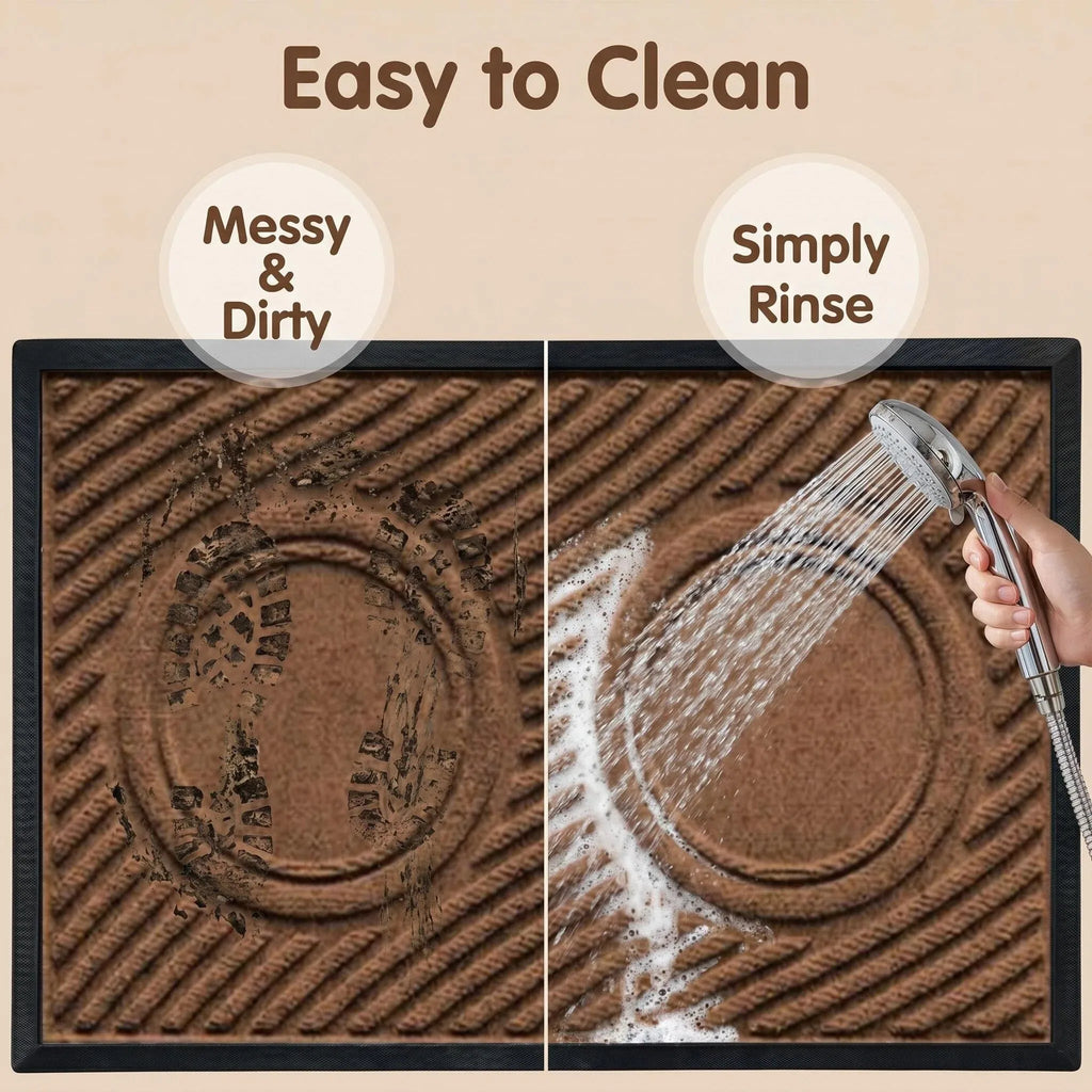 Multi-purpose mat: entryway, pet bowls and litter box area