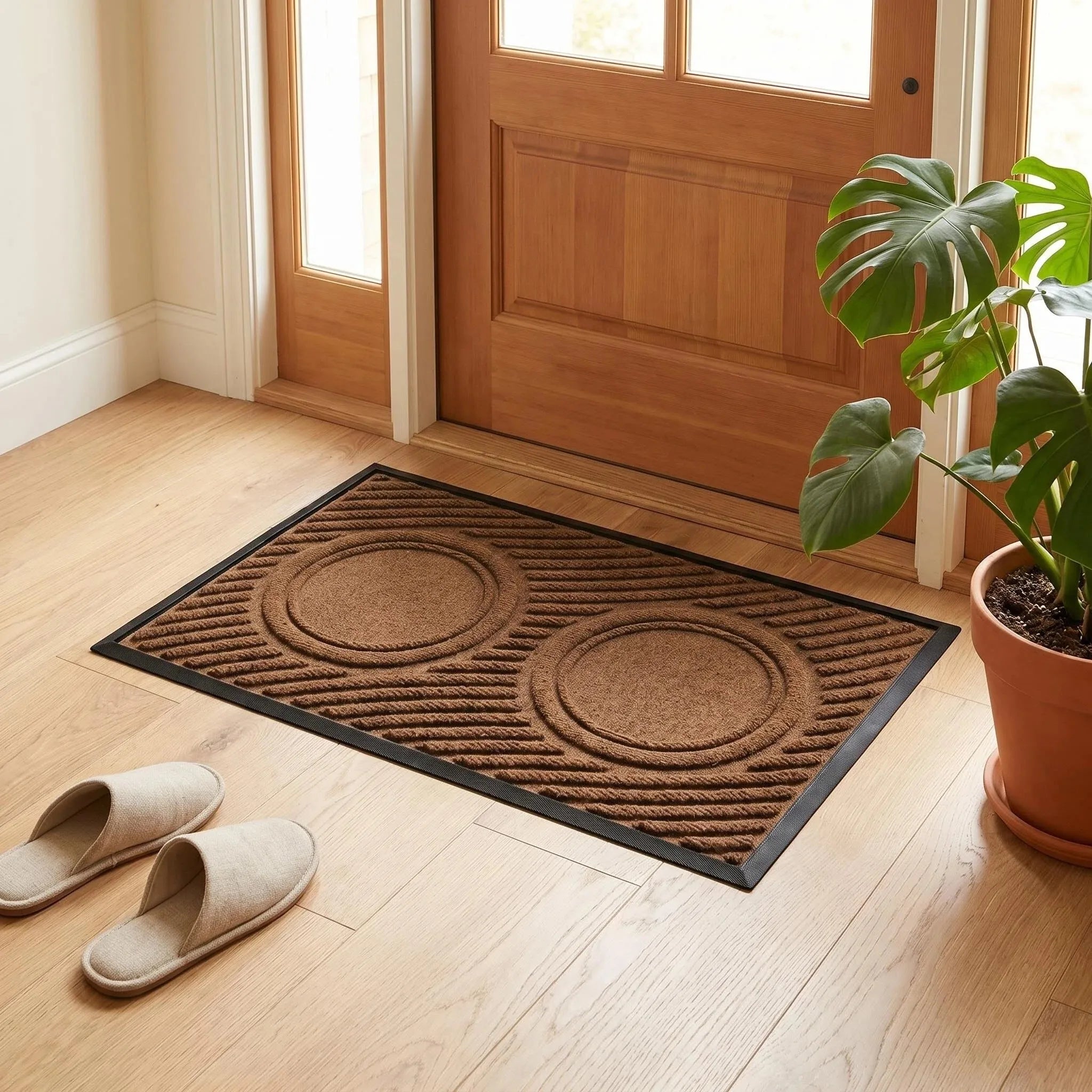 Golden retriever eating on Hearthmat pet feeding mat