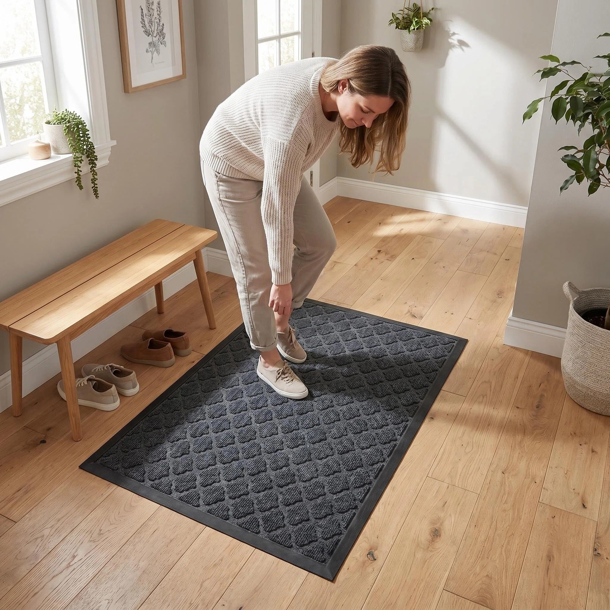 Hearthmat Bowtie Weave Doormat - in-home scene 4
