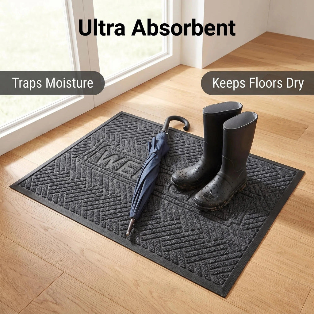 Hearthmat Welcome Herringbone Doormat - in-home scene 4