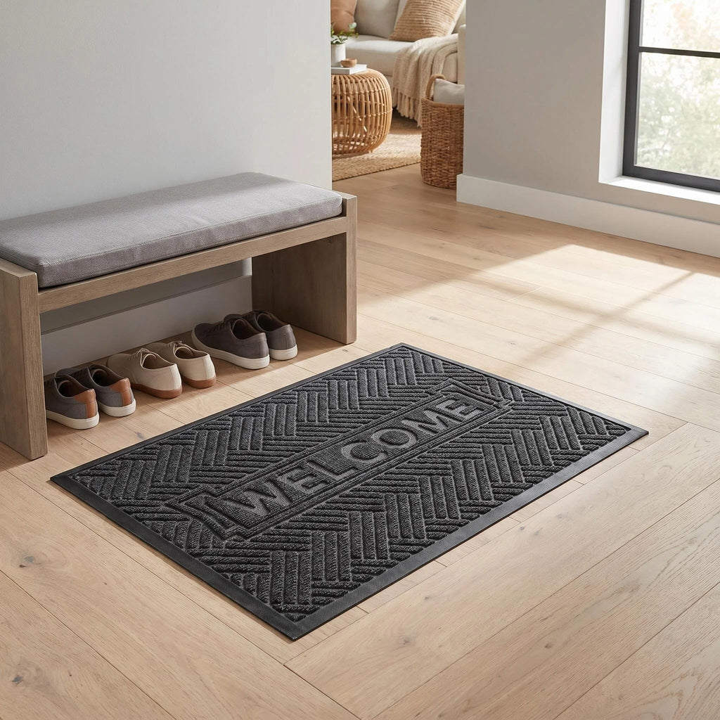 Hearthmat Welcome Herringbone Doormat - in-home scene 6