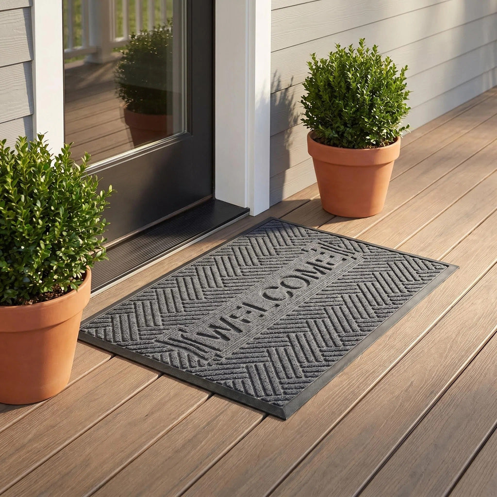 Hearthmat Welcome Herringbone Doormat - in-home scene 7