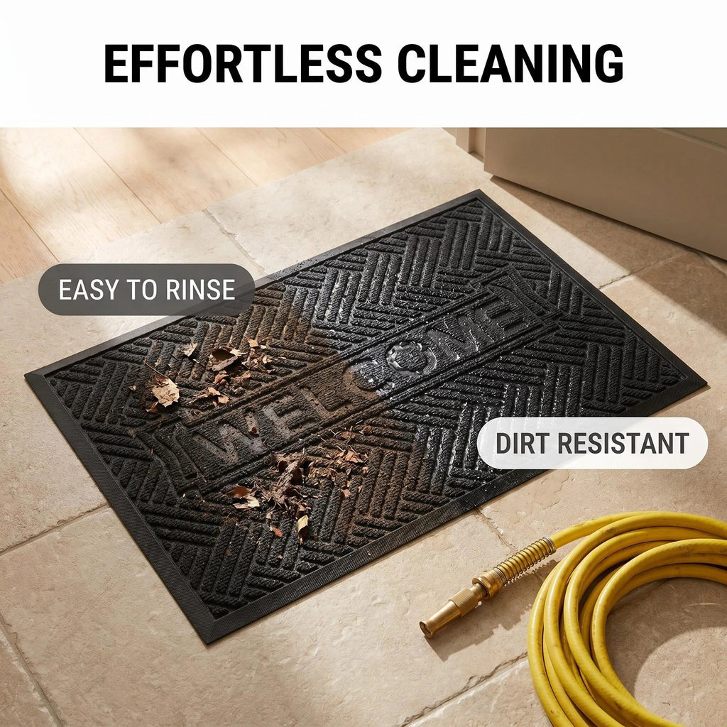 Hearthmat Welcome Herringbone Doormat - in-home scene 8
