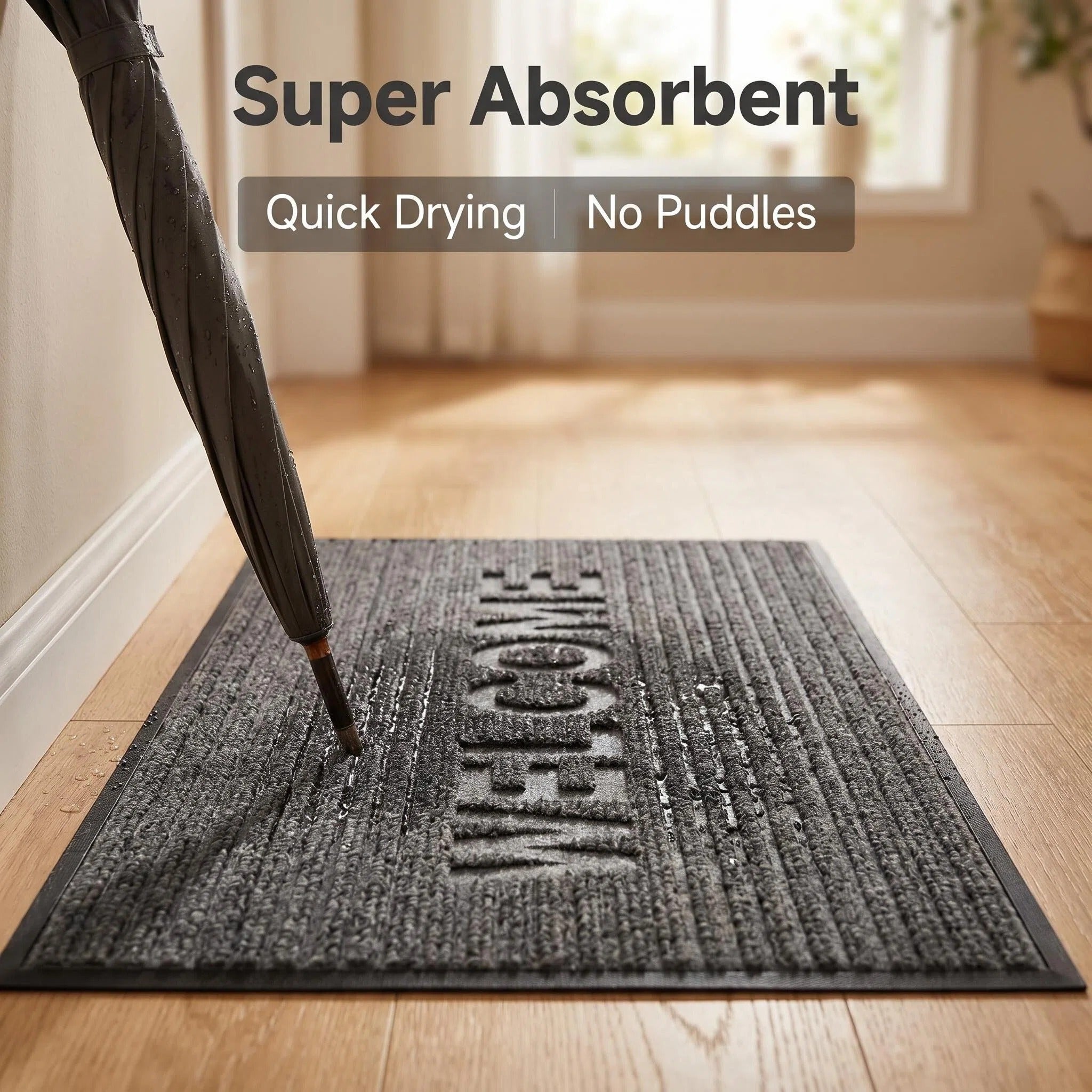 Hearthmat Welcome Ribbed Doormat - in-home scene 2